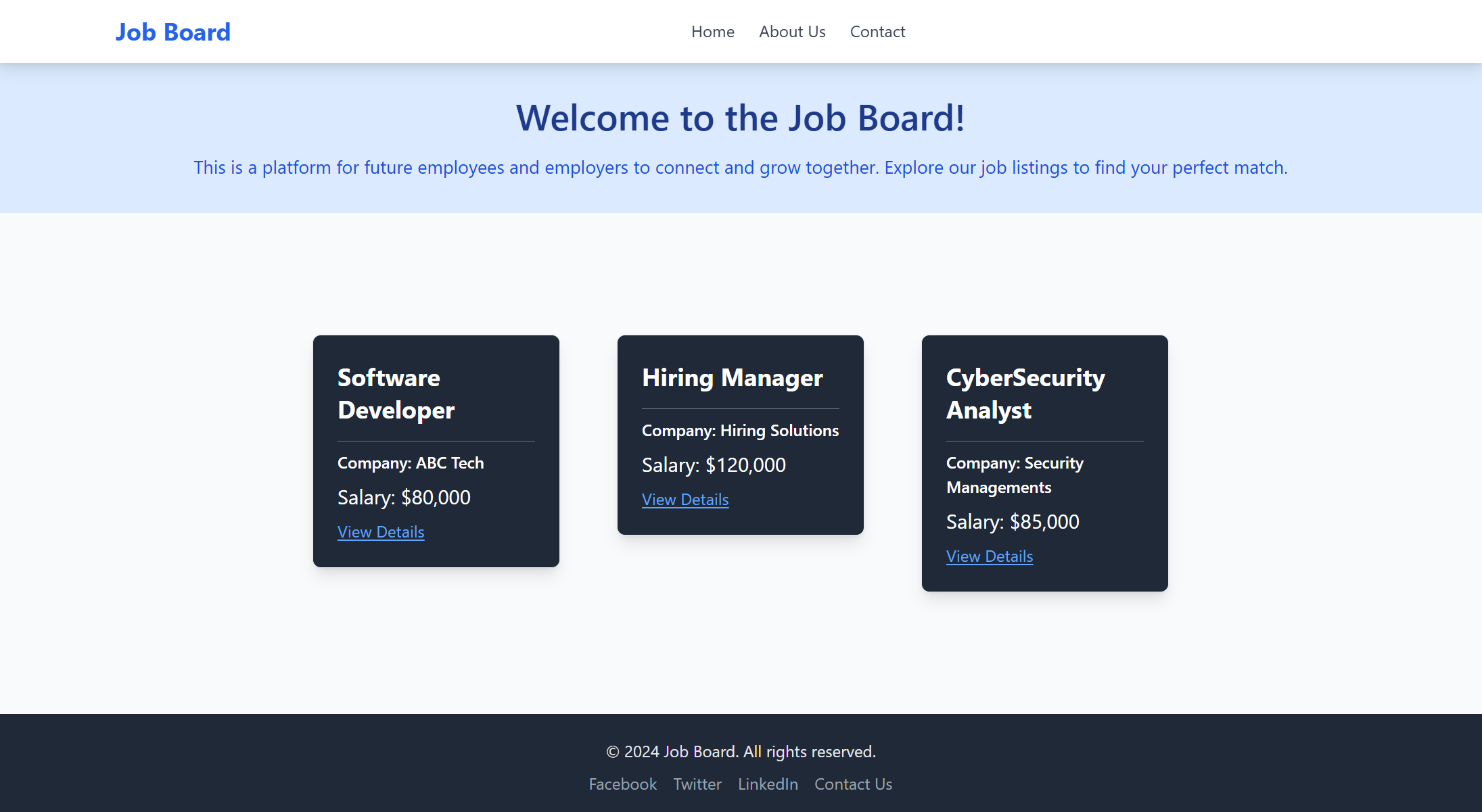 Job Board Main View